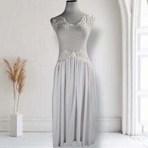 Vintage Victorias Secret Gold Label Swiss Dot Lace Bridal Nightgown S USA